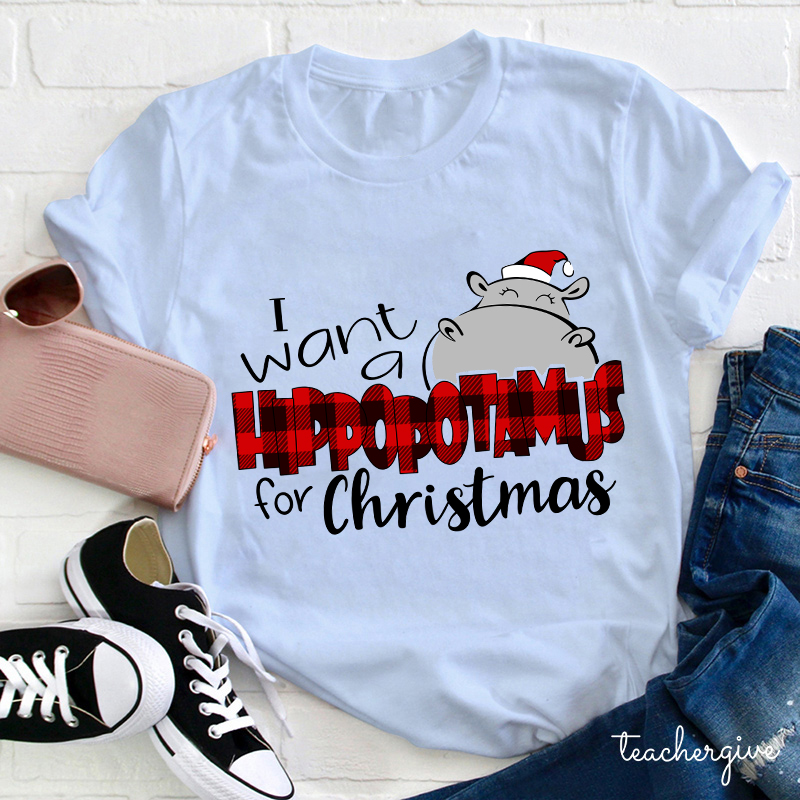 I Want A Hippopotamus For Christmas Teacher T-Shirt