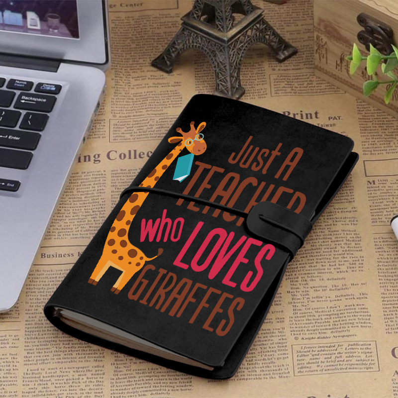 Just A Teacher Who Love Giraffes Faux Leather Notebook