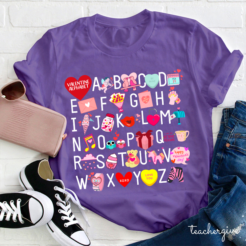 Valentine Alphabet Teacher T-Shirt