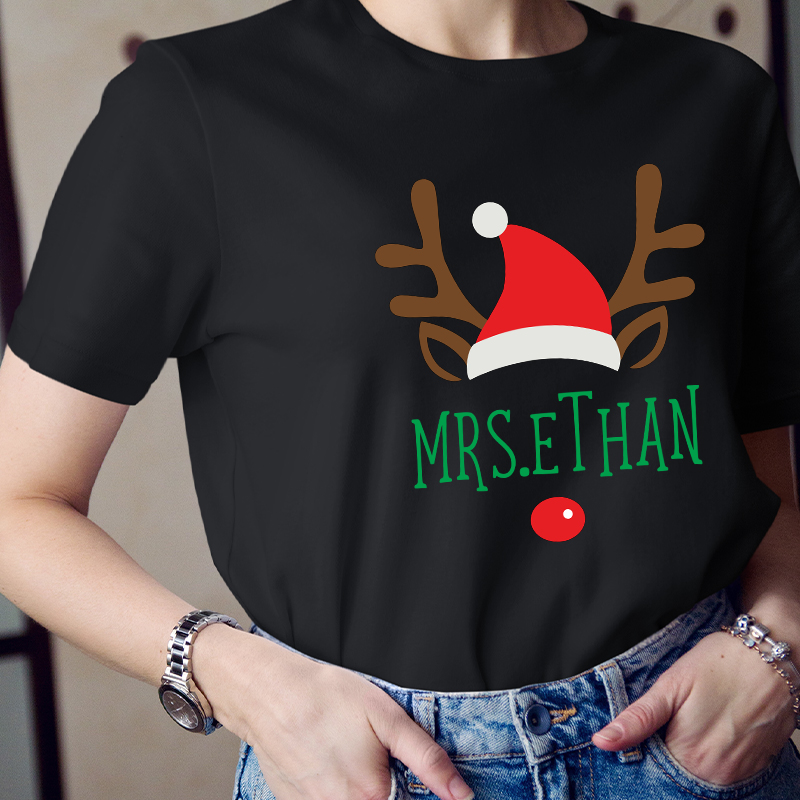 Personalized Christmas Reindeer Teacher T-Shirt