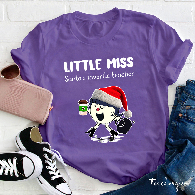 Little Miss Santa's Favorite Teacher T-Shirt