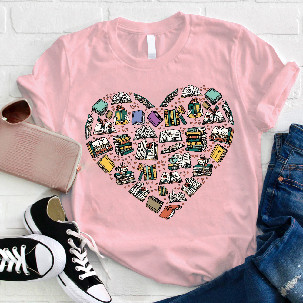Book Heart World Of Books Teacher T-Shirt