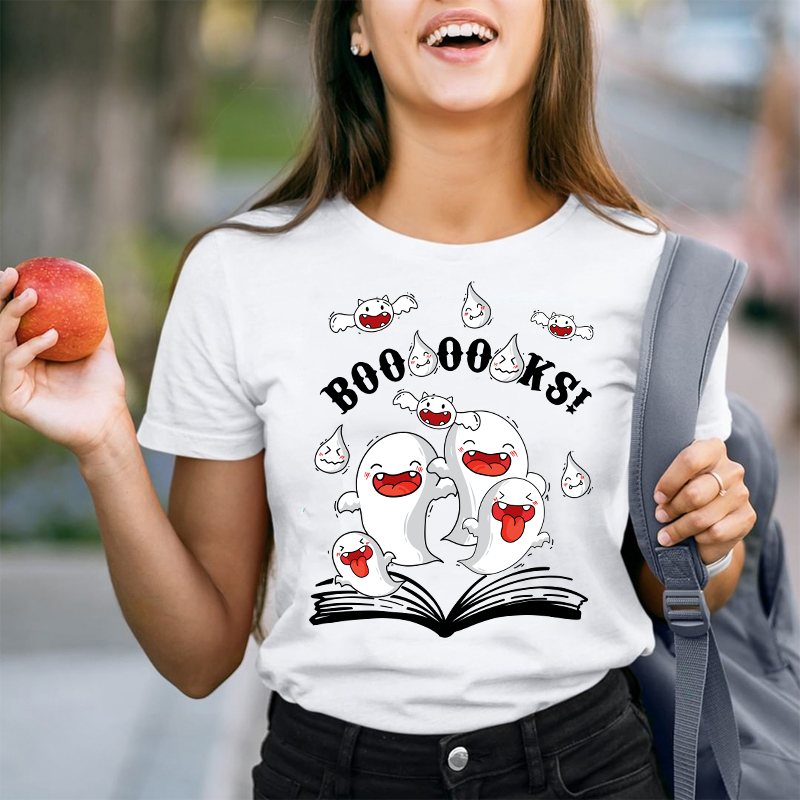 Halloween Booooks Cute Ghosts T-Shirt