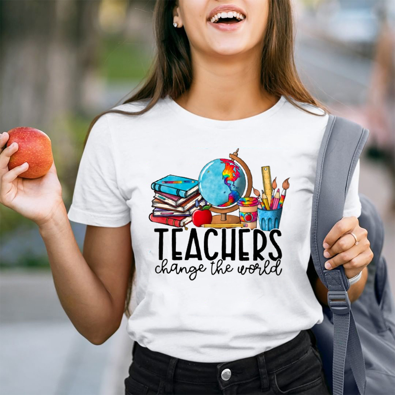 Teachers Change The World Earth Brush  T-Shirt