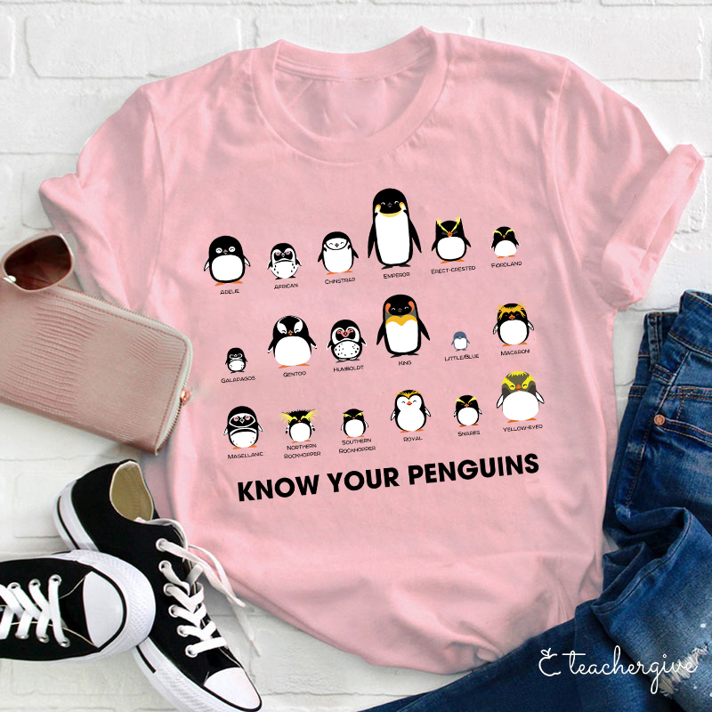 Know Your Penguins Teacher T-Shirt