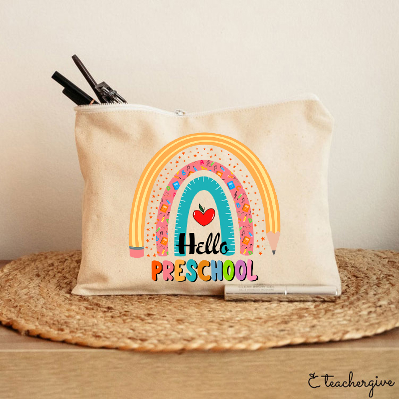 Personalized Hello Preschool Teacher Makeup Bag