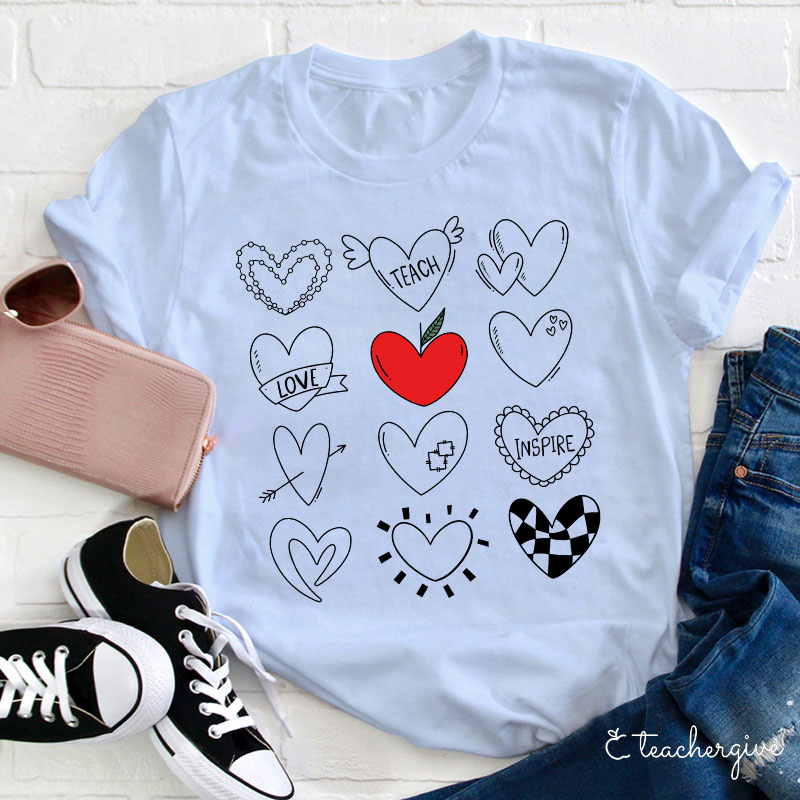 Teach Love Inspire Heart Collection Teacher T-Shirt