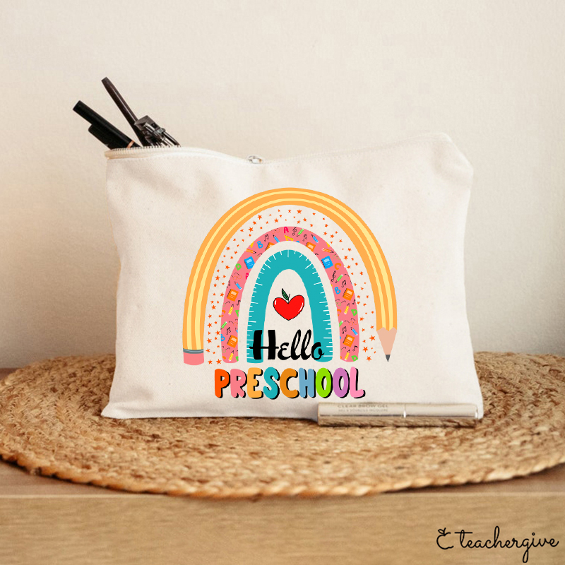 Personalized Hello Preschool Teacher Makeup Bag-Teachergive