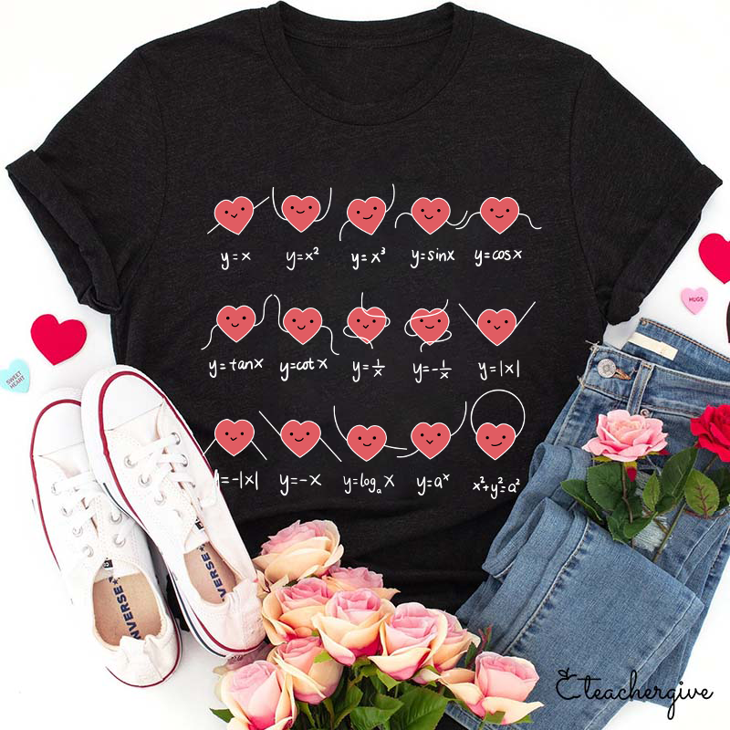 Cute Hearts Doing Math Teacher T-Shirt