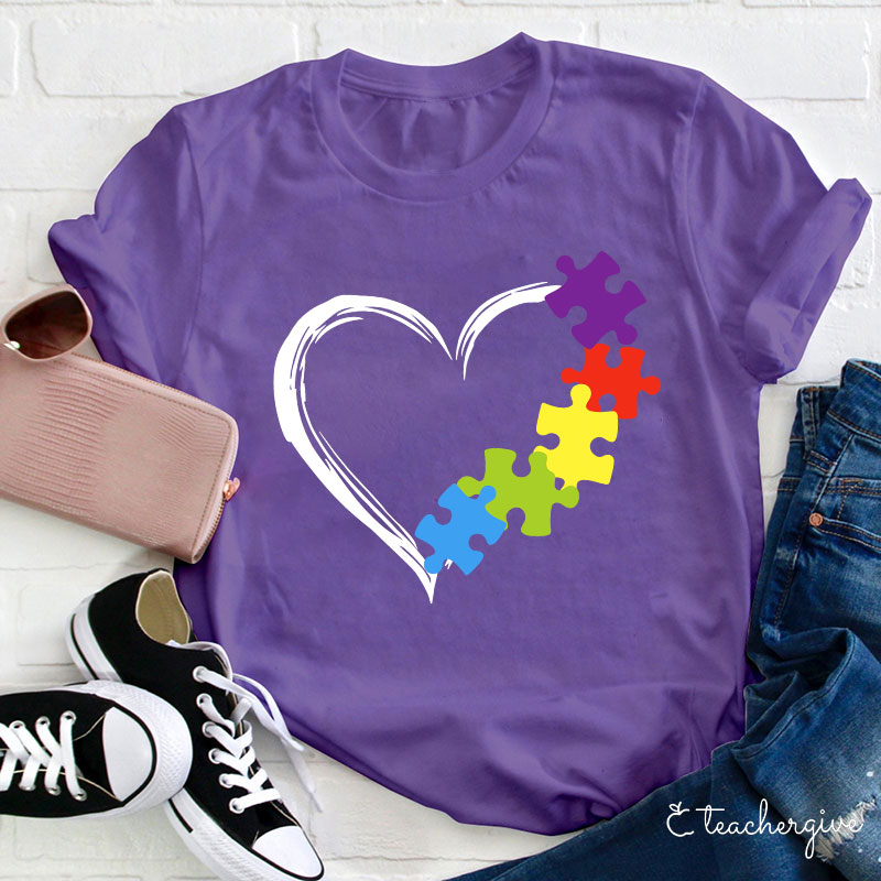 Puzzle Of Love Teacher T-Shirt
