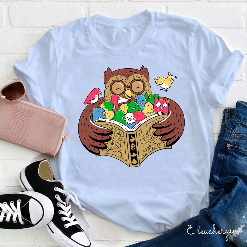 Owl Reading Education For All Teacher T-Shirt