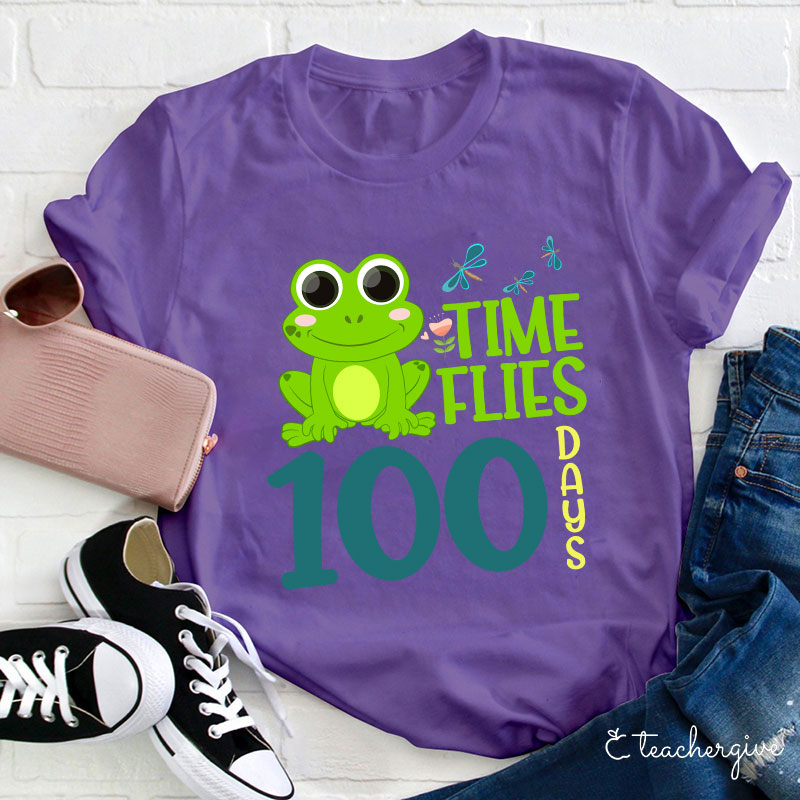 Time Flies 100 Days Teacher T-Shirt