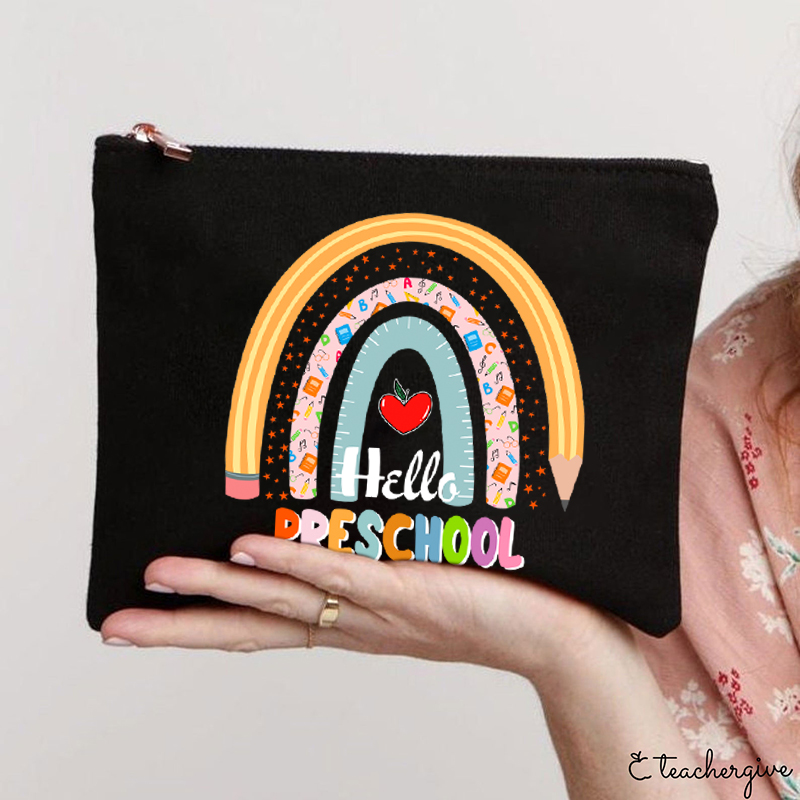 Personalized Hello Preschool Teacher Makeup Bag