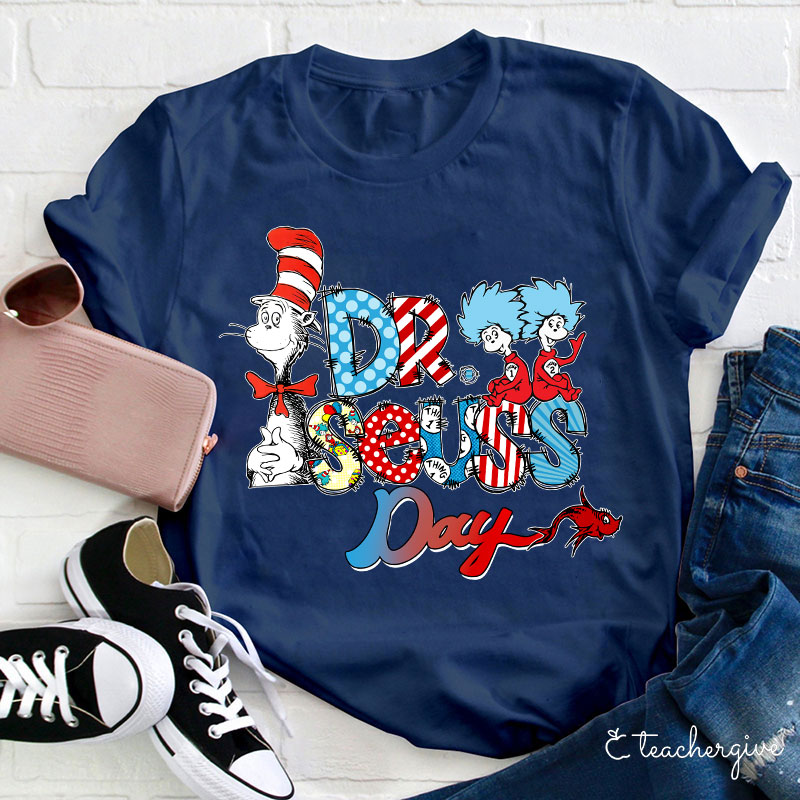 Dr. Seuss Day Cat Things Red Fish Teacher T-Shirt