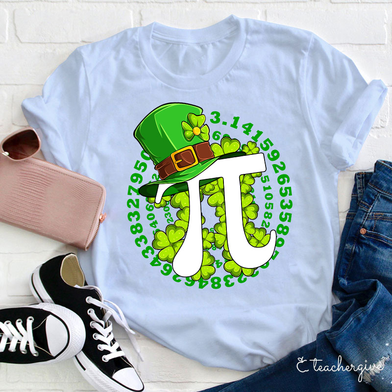 Irish Number Pi Leprechuaun Hat Teacher T-Shirt