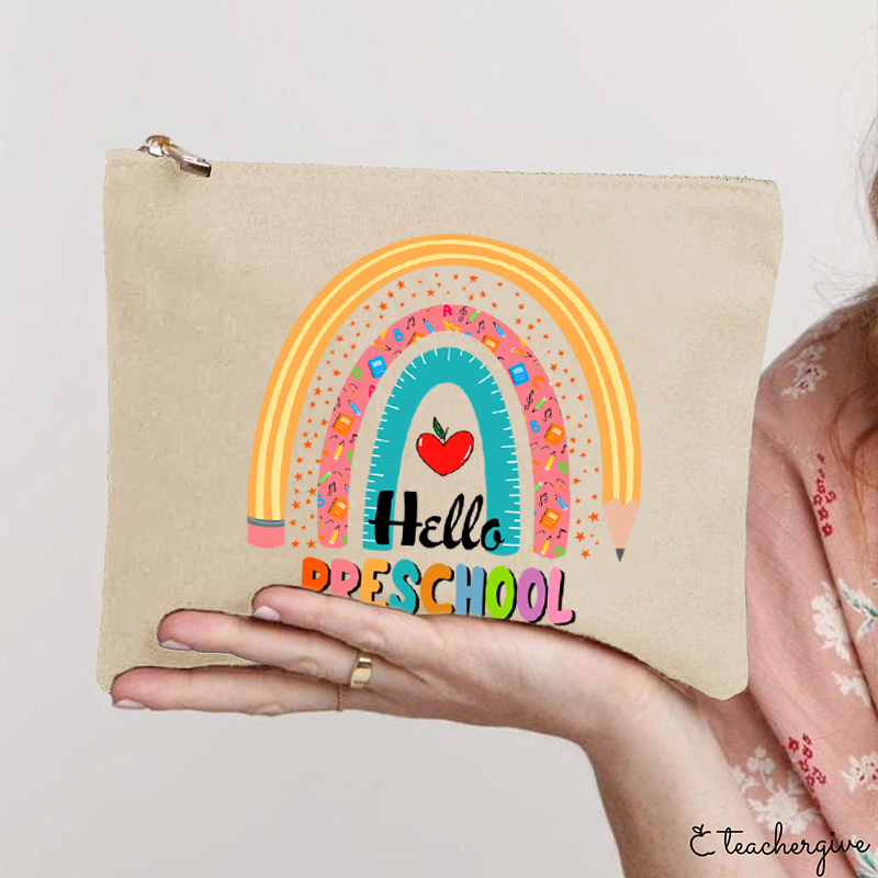 Personalized Hello Preschool Teacher Makeup Bag