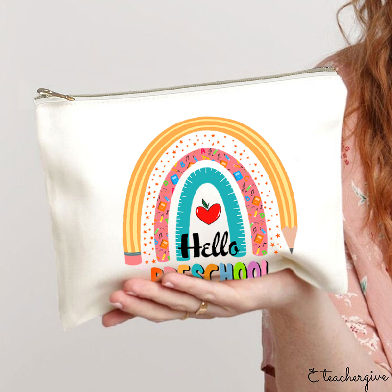 Personalized Hello Preschool Teacher Makeup Bag