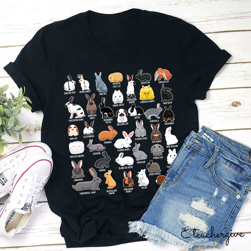Learn About Various Rabbits Teacher T-Shirt