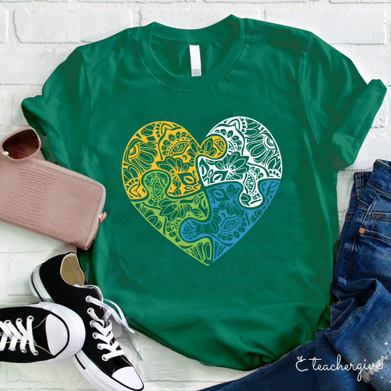 Puzzle Heart SLP Teacher T-Shirt
