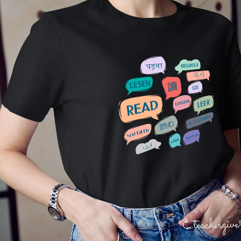 Read In Various Languages Teacher T-Shirt