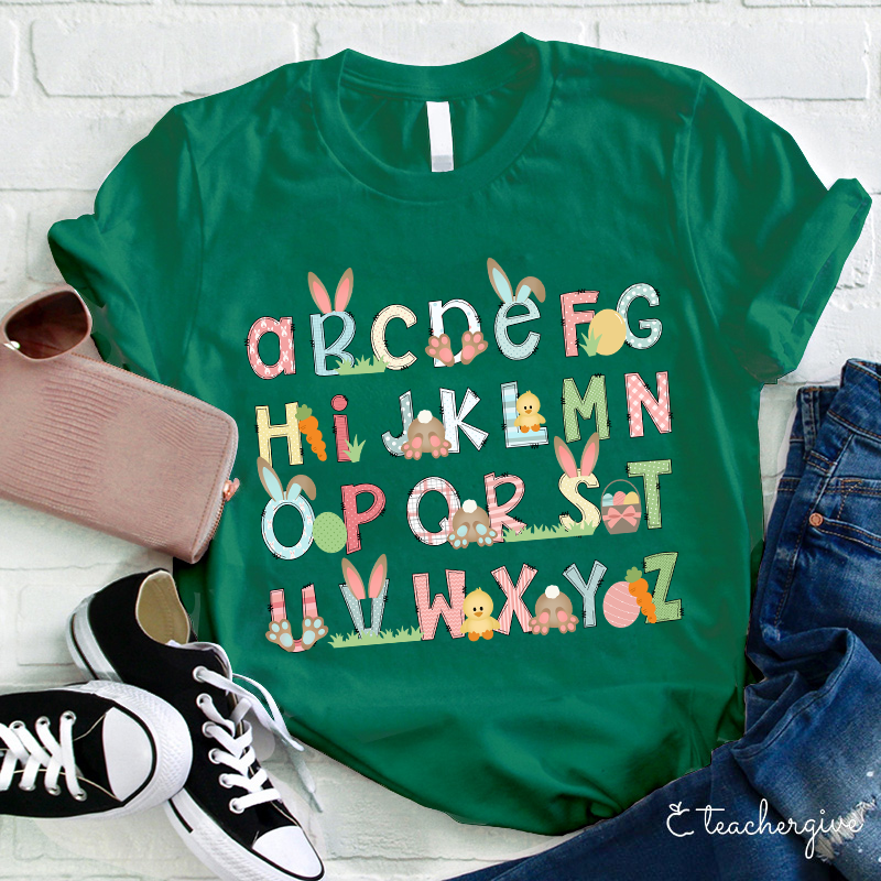 Bunny Chicken Alphabet Teacher T-Shirt