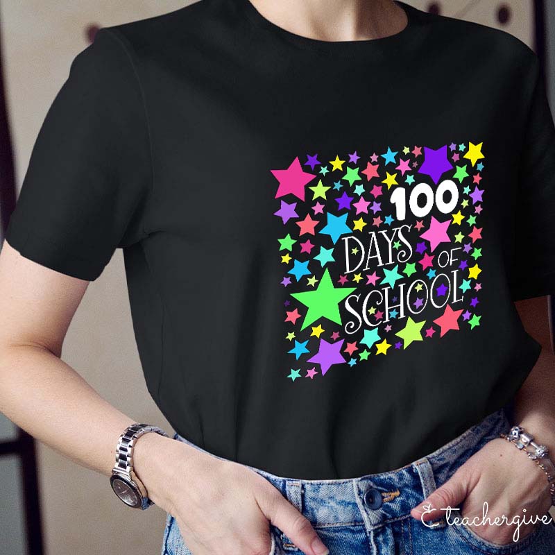 Stars 100 Days Of School Teacher T-Shirt