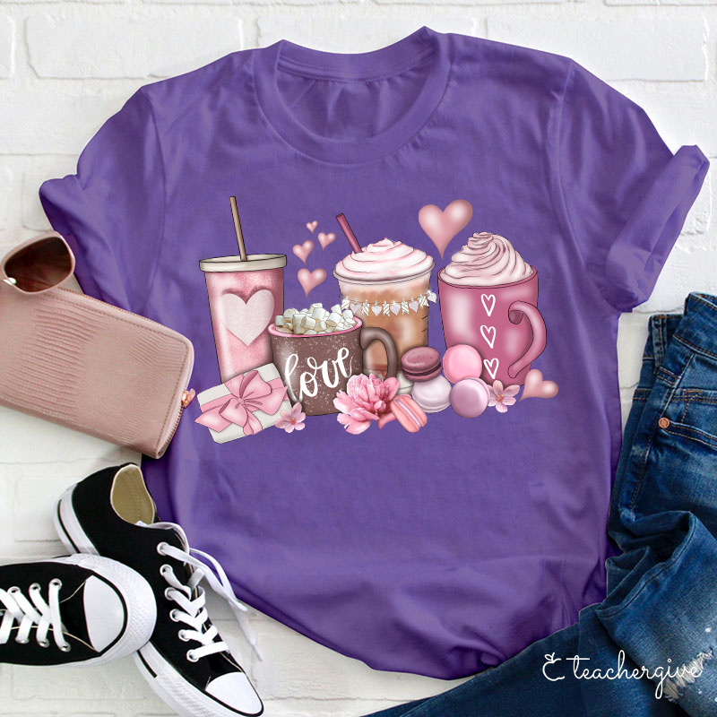 Love Drinks Valentine Teacher T-Shirt