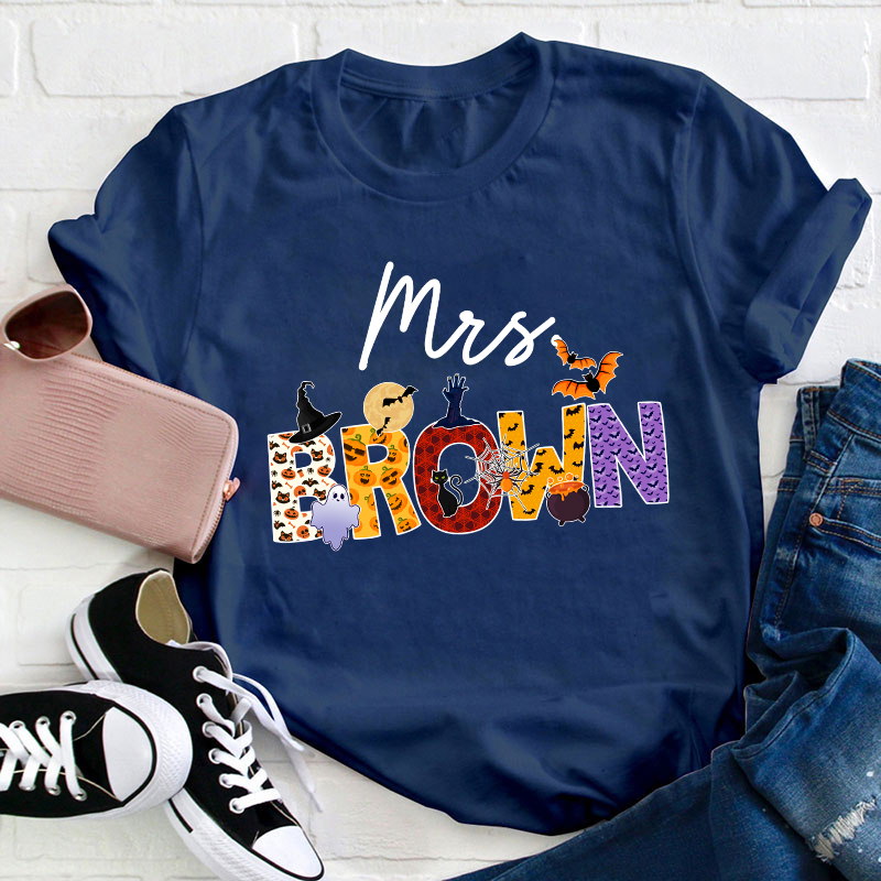 Personalized Name Happy Halloween Teacher T-Shirt