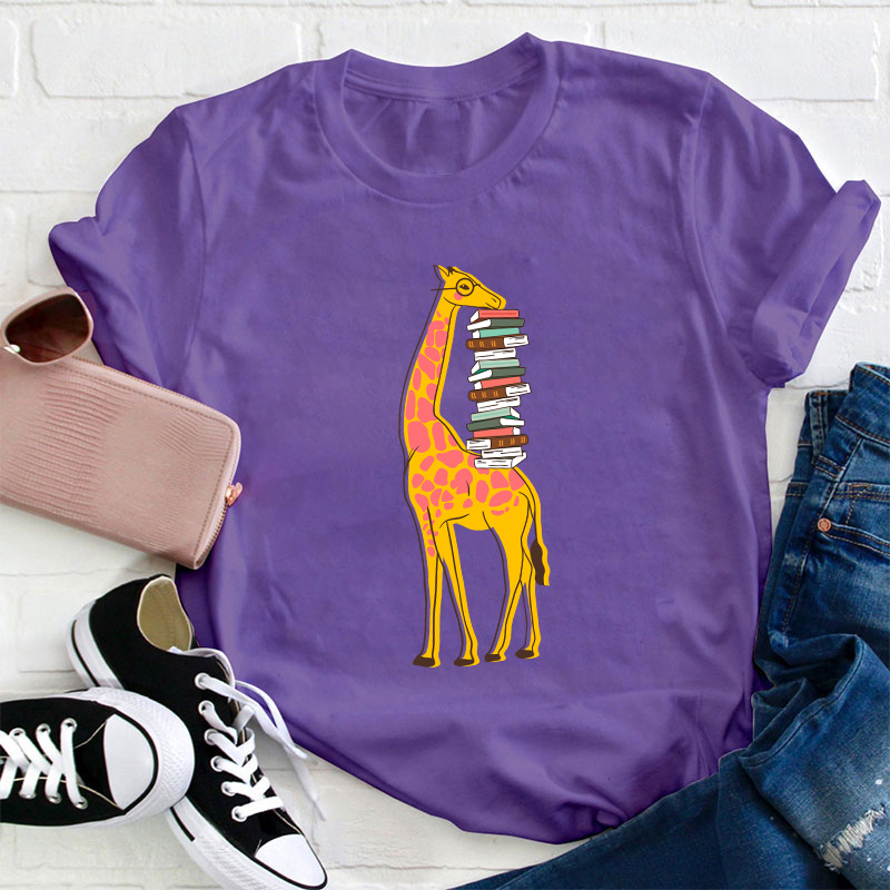 Giraffe And Books T-Shirt