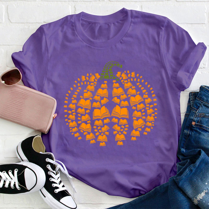 Halloween Pumpkins And Books Teacher T-Shirt