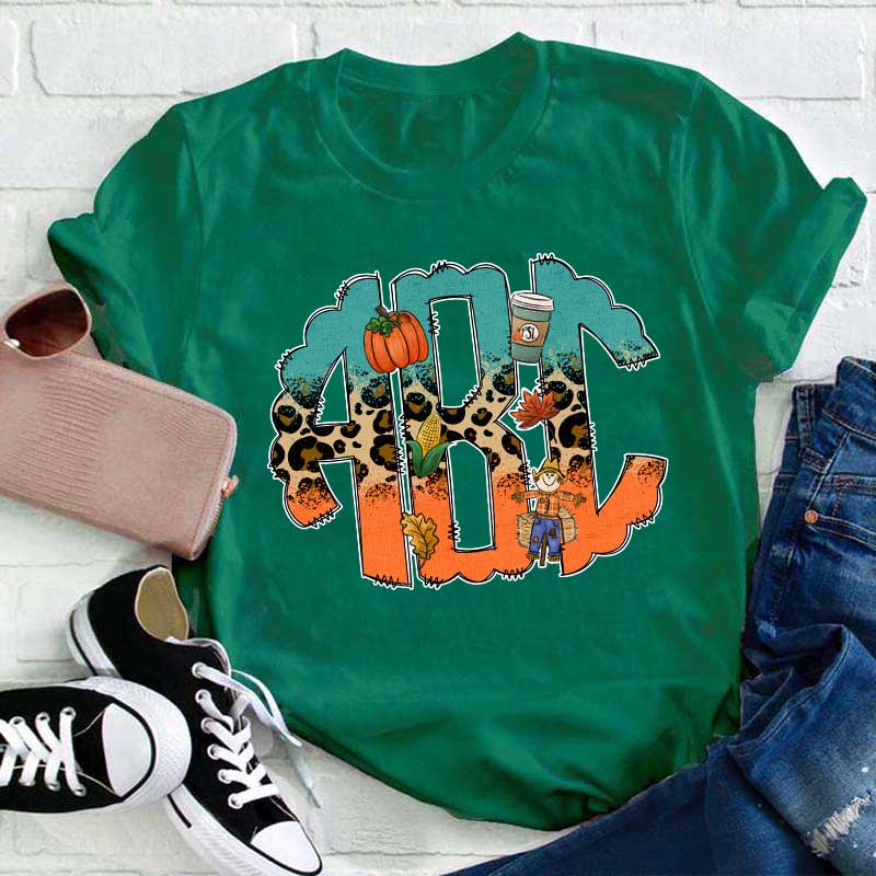 Personalized Halloween Letters Teacher T-Shirt