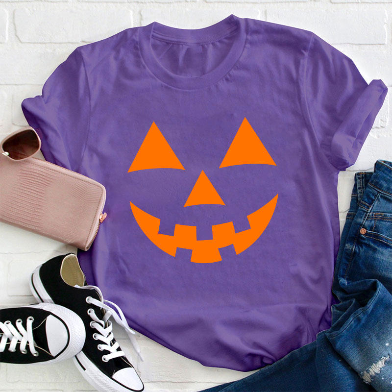 Halloween pumpkin Face Teacher T-Shirt