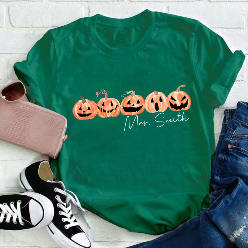 Personalized Name Happy Halloween Teacher T-Shirt