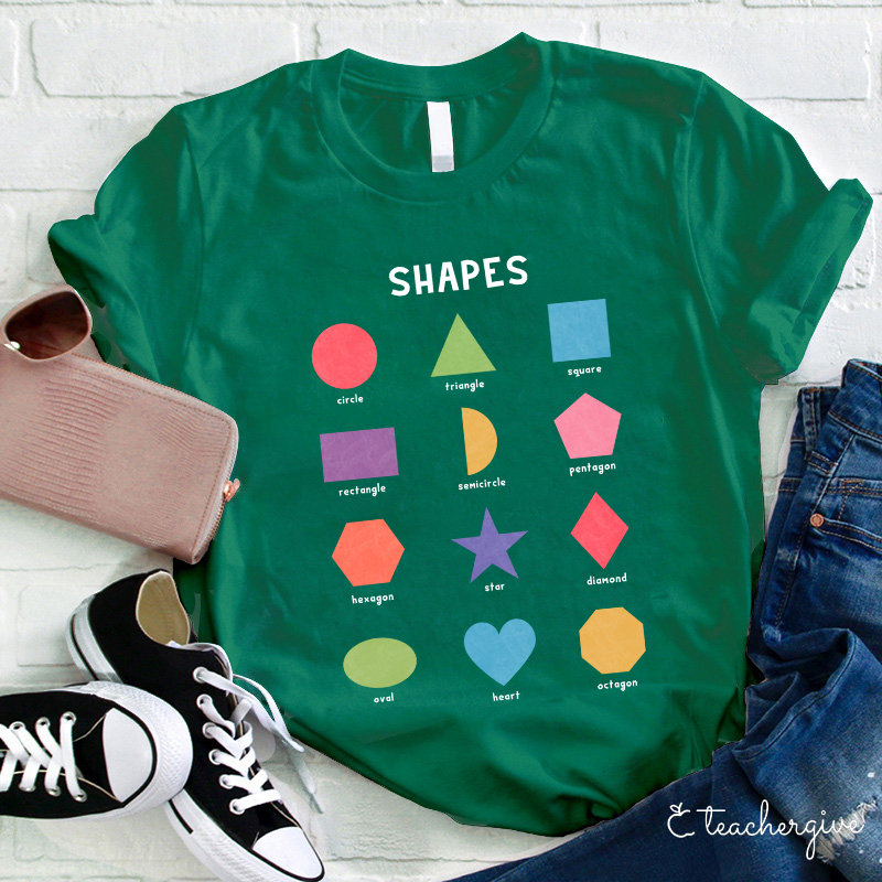 Twelve Colorful Shapes Teacher T-Shirt