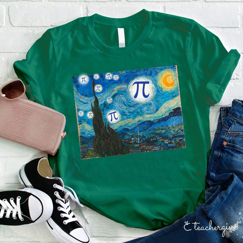 Starry Night With Pi Teacher T-Shirt