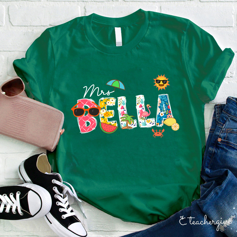 Personalized Name Summer Teacher T-Shirt