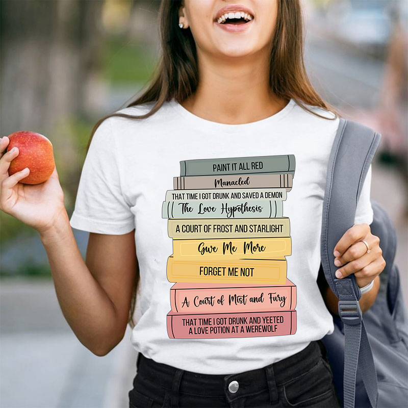 Personalized Stack Of Books Teacher T-Shirt