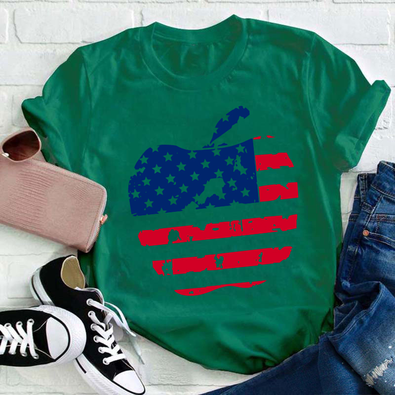 Flag Apple Teacher T-Shirt
