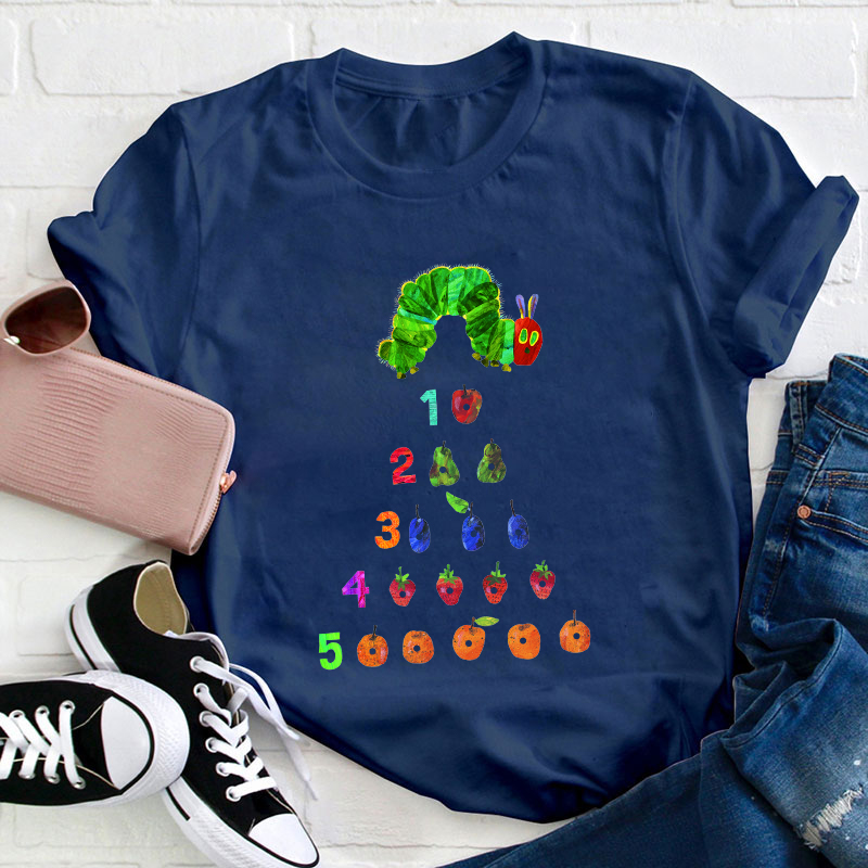 Caterpillar Numbers And Fruits Teacher T-Shirt