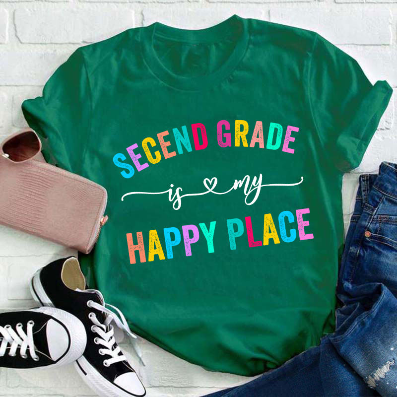 Personalized Grade Is My Happy Place Teacher T-Shirt