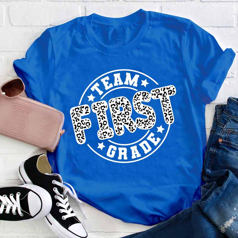Personalized Grade Team Leopard Teacher T-Shirt