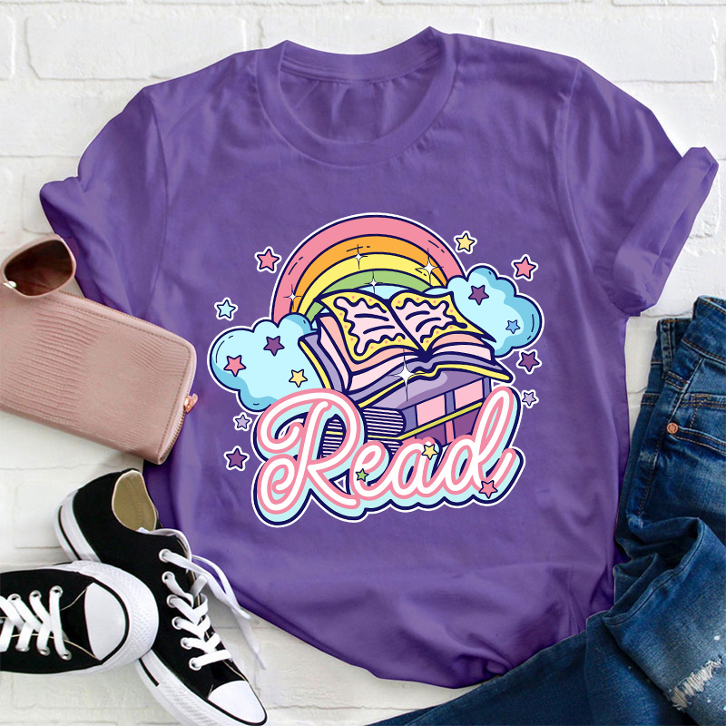 Cute Rainbow Read Teacher T-Shirt