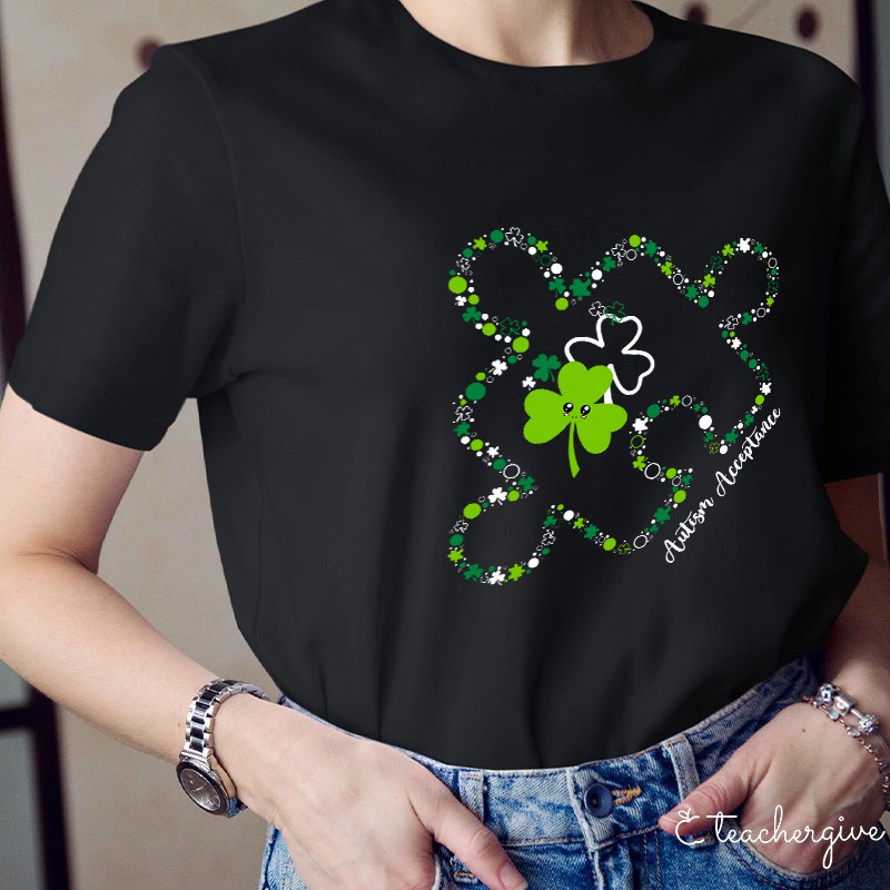 Puzzle Autism Acceptance Teacher T-Shirt