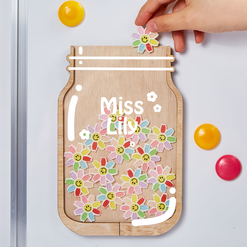 Personalized Fill The Jar With Rainbow Flower Teacher Reward Jar