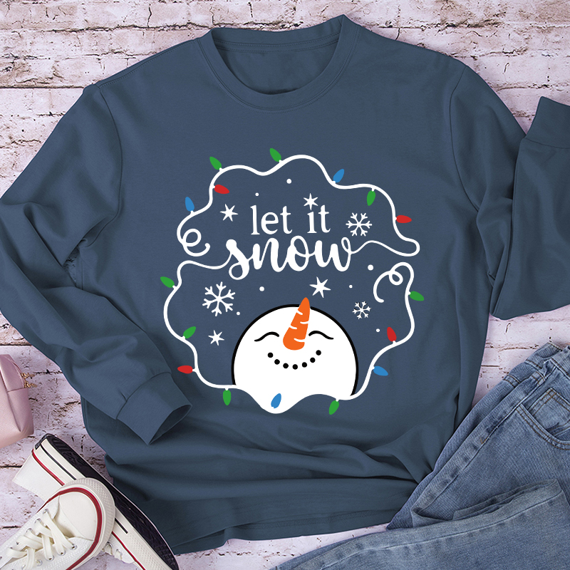 Let It Snow Snowman Teacher Long Sleeve T-Shirt