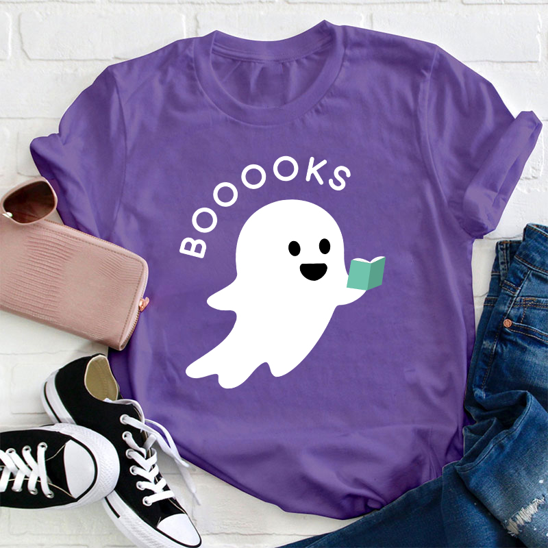 Booooks Happy Halloween  Teacher T-Shirt