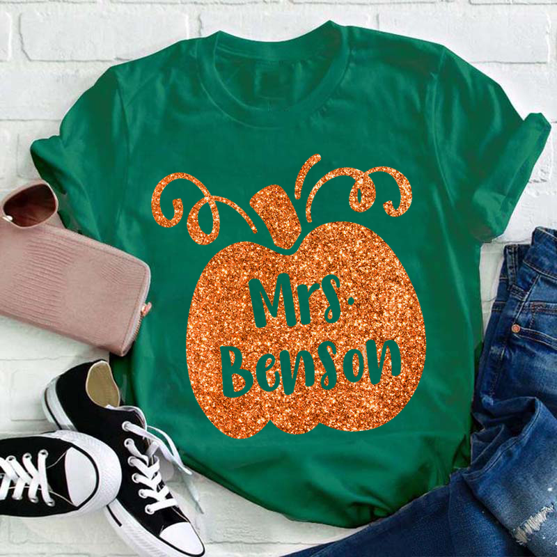 Personalized Halloween Pumpkins Teacher T-Shirt