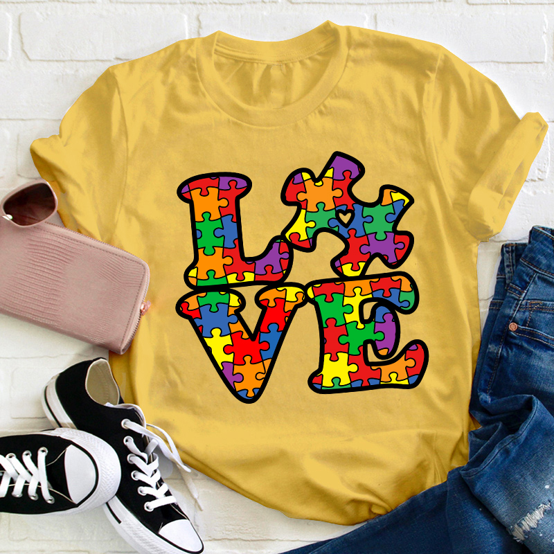 Love Austism Teacher T-Shirt