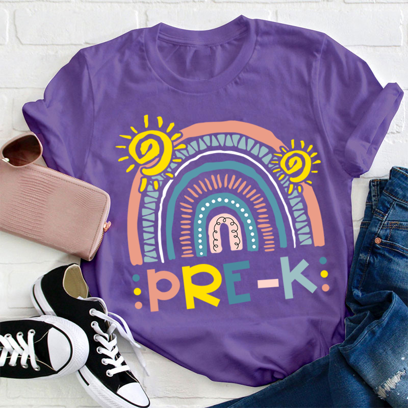Personalized Grade Rainbow Teacher T-Shirt