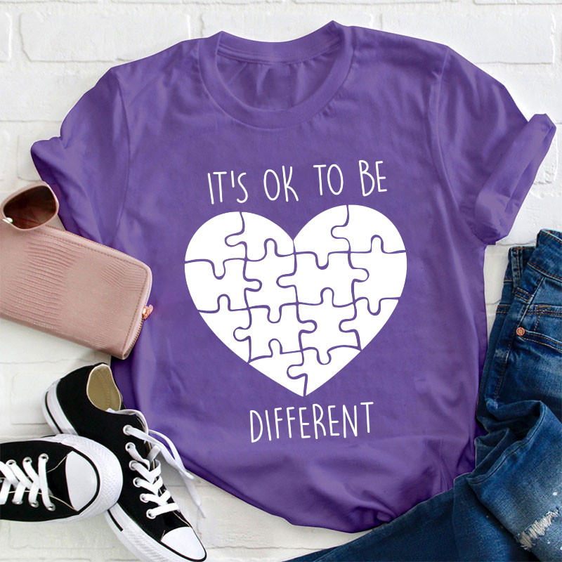 It's Ok To Be Different Love Heart Teacher T-Shirt